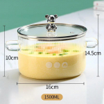 Sutir&scaron;tintas didelio silicio boro kiekis Stiklinis puodas Skaidrus puodas Sriubos puodas &Scaron;ildomas dviejų rankenų puodas su dangteliu 1500ML