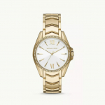 Michael Kors Whitney trijų rodyklių baltas ciferblatas, auksinis plieninis dirželis, moteri&scaron;kas laikrodis - MK6693 balta