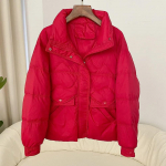 Nauji moteri&scaron;ki rudens žiemos &scaron;varkai su stovimos apykaklės baltų ančių plunksnomis DFashion Jacket S pilk&scaron;vai balta