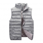 Poros žieminė liemenė stora pamink&scaron;tinta vėjui atspari &scaron;alčiui atspari unisex rankovių apykaklė užtrauktuku užsegama kaklo apsauga, lygus paltas 5XL pilka