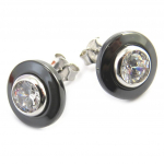 Les Tr&eacute;sors De Lily [N2996] - Boucles Argent 'Sissi' blanc noir c&eacute;ramique