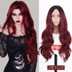 MISS WIG Ombre Ruda Raudona Juoda Oranžinė Spalva Ilgos Vandens Bangos &Scaron;ukuosenos Perukai Moterims Sintetiniai Plaukai Auk&scaron;tos temperatūros Pluo&scaron;tas Vidutinis Dydis