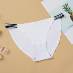 Madingos besiūlės kelnaitės Moteri&scaron;kos žemos kelnaitės Patogios apatinės kelnaitės dryžuotas diržas ledinis &scaron;ilkas Seksualus moteri&scaron;kas apatinis trikotažas intymūs M balta