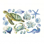 1/4 vnt. Sieninis lipdukas Povandeninio pasaulio tema Jūros žolės burbulas Vėžlys Jūrų arkliukas PVC Svetainės miegamojo apdaila Sienos meno lipdukai namų reikmenys 1pc pilka