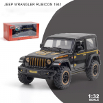1:32 Scale Jeeps Wrangler Rubicon 1941 Model Car Toy, High Simulation Vehicle with Sound and Light of Alloy Alloy Collection Žaislų Automobilis Vaikams 1/32-15.5x7.5x7cm