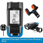 3 viename dviračio kompiuteris su LED USB įkraunama dviračio lempute, vandeniui atspari dviračio rago spidometro lempa, skirta MTB plento dviračiui mėlyna