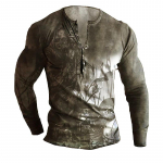 Vintažiniai V formos i&scaron;kirptės vyri&scaron;ki mar&scaron;kinėliai ilgomis rankovėmis 3d Print Navigation Henley mar&scaron;kinėliai Hip Hop megztinis Oversized mar&scaron;kinėliai Vyri&scaron;ki gatvės drabužiai 5XL