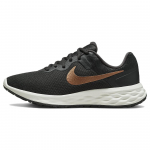 Nike Revolution 6 Next Nature Tamsiai Dūminės Pilkos Metali&scaron;kai Vario Spalvos Moteri&scaron;ki Sportbačiai Summit-White Black DC3729-009 35.5