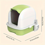 Visi&scaron;kai uždara kačių kraiko dėžė su atverčiamomis durelėmis, neapta&scaron;kantis kačių kraiko stalčius su plastikiniu kraiko kastuvu, kvapui nepralaidus kačių tualetas kambarinėms katėms