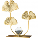 &Scaron;iuolaikinės ginkmedžio lapų statulos su kri&scaron;toliniu rutuliniu metalu auksu amatai Skulptūra darbalaukio papuo&scaron;alai Namų biuro figūrėlės akcentas (Ginkmedžio lapas)
