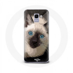 Coque pour Samsung Galaxy J6 2018 Chat Siamois Noir et blanc aux Yeux Bleus