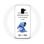 Coque pour Samsung Galaxy A8 Plus Lilo et Stitch Ohana Citation Blanc