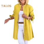 Moteri&scaron;ki mar&scaron;kiniai ilgomis rankovėmis Vienspalviai laisvai prigludę vir&scaron;utiniai apvalaus kaklo mar&scaron;kinėliai vidutinio ilgio darbo vakarėliams M rožinė raudona spalva