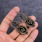 Natural Chrome Diopside Gemstone Copper Wire Wrap Jewelry Earring 3.07 e3q08
