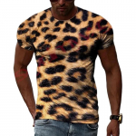 Vyri&scaron;ki mar&scaron;kinėliai su 3D leopardo ra&scaron;tu, trumpomis rankovėmis, laisvalaikio stiliaus, dideli mar&scaron;kinėliai, vyri&scaron;ki drabužiai XS