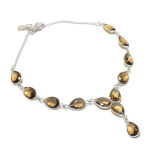 Smoky Topaz Gemstone Handmade 925 Sterling Silver Jewelry Necklace 18 p8e73