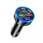 6 prievadų USB automobilinis įkroviklis 4 USB+2 PD greitas įkrovimas PD QC3.0 USB C automobilinio telefono įkroviklis C tipo adapteris skirtas iPhone Samsung Huawei su įtampos ekranu balta