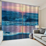 Gamta Scenarijus Saulėlydis Paplūdimys Dangus Jūra Medis Langų Užuolaidos Žaliuzės Svetainei Vaikų Miegamajam Vonios Kambariui Virtuvei Durims Namų Dekoravimas 2 vnt W60X150H(cm)x2Pcs&Hook