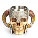 Kūrybingas 3D kaukolės puodelis Viking geriamojo puodelio derva nerūdijančio plieno alus Stein Tankard kavos puodelis arbatos puodelis Helovino gėrimų dovana 600ml