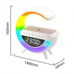 Daugiafunkcinis 3in1 belaidžio įkrovimo padėkliukas, stovas, Bluetooth garsiakalbis, RGB naktinis ap&scaron;vietimas, greito įkrovimo stotelė i&scaron;maniajam telefonui iPhone Samsung Xiaomi Huawei balta