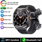 2025 Naujas I&scaron;manusis Laikrodis 2 In 1 Ausinės I&scaron;manusis Laikrodis Bluetooth Skambinimas Vyrams Laikrodis Navigacija &Scaron;irdies Ritmo Monitorius Sportas Muzika I&scaron;manusis Laikrodis juoda