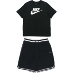 Nike apvalios apykaklės trumpomis rankovėmis greitai džiūstantis vir&scaron;us ir rai&scaron;teliu reguliuojamas vidutinio juosmens &scaron;ortai Atsitiktinis sportinis komplektas Vyri&scaron;ki komplektai Juodas AR5005-010+DH7161-010