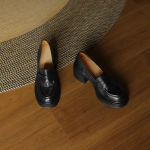 Madingi moteri&scaron;ki stambaus kulno natūralios odos plei&scaron;tiniai bateliai moterims, platforminiai siurbliai, moteri&scaron;ki auk&scaron;takulniai, &bdquo;Zapatos Mujer&ldquo;, rankų darbo storo padu, mokasinai 35 juoda