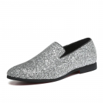 Blizgučiai firminiai batai Vyri&scaron;ki dizaineriai Prabangūs Loafers Vyri&scaron;ki batai Britų stiliaus sidabriniai auksiniai vyri&scaron;ki batai laisvalaikio dideli dydžiai Zapatos Hombre 43 sidabras