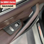 2 pieces Interior Door Panel Grab Handle Covers Carbon Fiber Armrest Protective Trim For BMW 5 Series G30 G38 2pcs black
