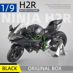 1:9 mastelio Kawasaki H2R metalinis motociklo modelis, statiniai papuo&scaron;alai, simuliacinis garsas ir &scaron;viesa, lieto metalo automobilis, vaikų žaisliniai automobiliai, gimtadienis