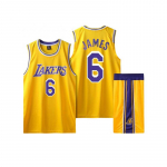 Los Angeles Lakers Ne. 6 LeBron James suaugusiųjų ir vaikų mar&scaron;kinėlių rinkinys 110 geltona