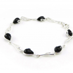 Les Tr&eacute;sors De Lily [I8917] - Bracelet Argent 'D&eacute;esse Noir de Jais' noir argent&eacute; (rhodi&eacute;) - 7 mm