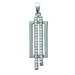 Les Tr&eacute;sors De Lily [J1016] - Pendentif Argent 'D&eacute;esse' blanc argent&eacute; (rhodi&eacute;) - 33x9 mm