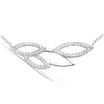 Les Tr&eacute;sors De Lily [Q1076] - Collier argent 'Sissi' blanc argent&eacute; (rhodi&eacute;) - 30x10 mm