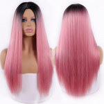 MISS WIG Moteri&scaron;kas mados ilgas tiesus ombre juodas rožinės spalvos sintetinio pluo&scaron;to tiesus perukas moterims wig&cap rožinė