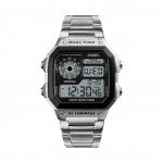 SKMEI Sport nerūdijančio plieno vyri&scaron;kas laikrodis 5ATM, vandeniui atsparus skaitmeninis ap&scaron;vietimas vyri&scaron;kas rankinis laikrodis sidabras