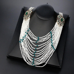 Eleganti&scaron;ki ilgi karoliukai karoliai Marokas Caftan Bijoux Etniniai vestuviniai papuo&scaron;alai turki&scaron;ki daugiasluoksniai karoliukų karoliai žalia/balta