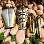 Gryno žalvario raumenų striukė Viduramžių romėnų krūtinės apsauga Armour Romėni&scaron;kas kiras su koja Žalvarinis cosplay &scaron;varkas Helovino kostiumas