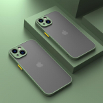 Atsparus smūgiams &scaron;arvai matinis dėklas, skirtas iPhone 16 15 14 13 12 11 Pro Max XR XS X 7 8 Plus SE Mini prabangus silikoninis buferis skaidrus kietas kompiuterio dangtelis iPhone 15 žalia