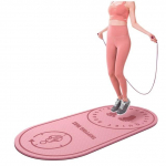 8 mm jogos kilimėlio virvė &scaron;okinėjimui, tylus triuk&scaron;mas, grindų TPE &scaron;okdynė, įranga grindų treniruotėms rožinė