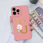 Apple iPhone 13 14 15 Pro Max X XS XR SE telefono dėklo dangtelis skystas mink&scaron;tas matinis silikonas, atsparus smūgiams, gėlių raidės iPhone korpuso buferiui iPhone 13 Pro