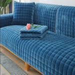 Storas pliu&scaron;inis sofos pagalvėlės užvalkalas Flanelinis aksominis sofos užvalkalas svetainei Tvirtas baldų apsauginis neslystantis užvalkalas 70x70cm 1pc tamsiai mėlyna spalva