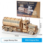 &bdquo;Pasidaryk pats&ldquo; 3D medinės dėlionės Piggy Bank Degalų sunkvežimio modelis Statybinių blokų rinkiniai Surinkimo Dėlionė Žaislas Dovana vaikams Suaugusiesiems Large piggy bank gelsvai ruda