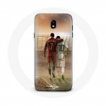 Dėklas &ndash; maniacase &ndash; Samsung Galaxy J5 2017 &ndash; Juodas &ndash; Mink&scaron;tas &ndash; Cristiano Ronaldo Messi GOAT juoda