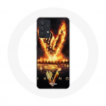 Coque pour Samsung Galaxy A13 4G / A13 4G Lite Vikings S&eacute;rie Saison 6 logo V Ep&eacute;e de Feu Fond Noir