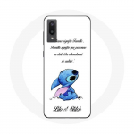Coque pour Samsung Galaxy A02 Lilo et Stitch Ohana Citation Blanc balta