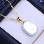 LSOOYH Natūralūs gėlo vandens 12-16 mm dideli baroko perlų karoliai Klasikiniai aukso spalvos pakabukai Gimtadienio dovanos moterims auksas