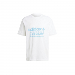 Adidas Originals Grafinis Spaudas su Logotipu Apvalia Kaklo Raglaninės Trumpomis Rankovėmis Mar&scaron;kinėliai Vyri&scaron;ki Vir&scaron;utiniai Drabužiai Balti IR9634 XL