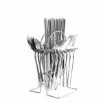 1010 nerūdijančio plieno stalo įrankių rinkinys 24 vnt. dovanų dėžutėje Vie&scaron;bučio vakarieti&scaron;kų stalo įrankių peilis ir &scaron;akutė Hanger gift box（24set） sidabras