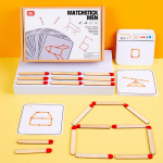 Montessori degtukų dėlionės žaidimas Mediniai žaislai Pasidaryk pats Matematika Geometrija Stalo žaidimas Mąstymo degtukų logika Treniruotės Lavinamieji žaislai vaikams